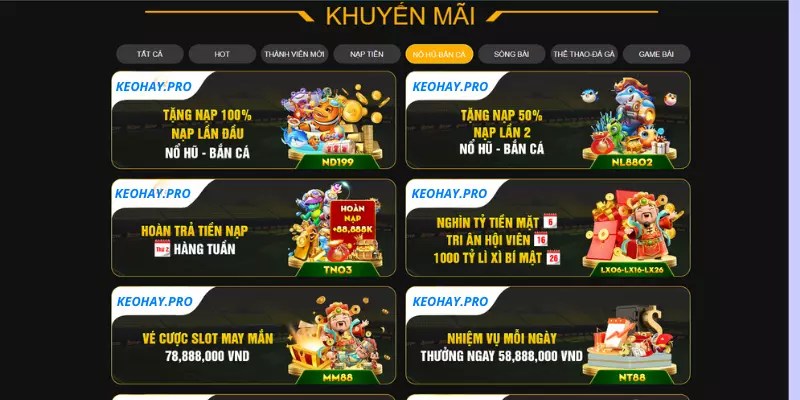 Khuyến mãi cực hot- hấp dẫn tại keohay slot