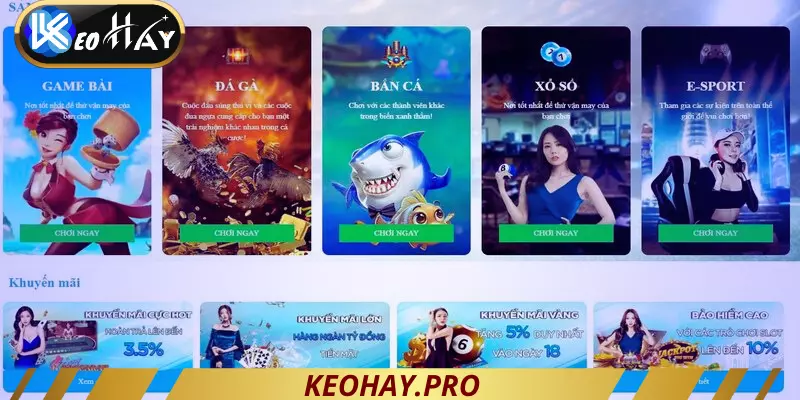 Web nhà cái keohay.pro đa dạng sản phẩm và tính năng